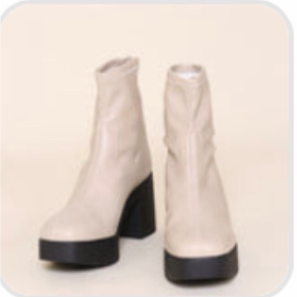 INTENTIONALLY BLANK Cream Heeled Boots
